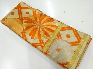 アンティーク　菱に菊模様織出し半幅帯（材料）